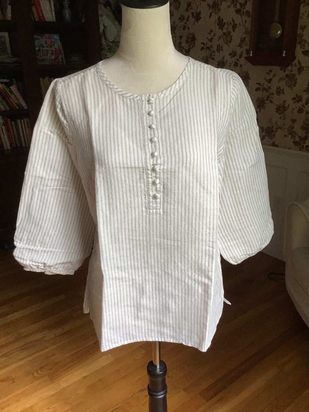 Boden Linen/Cotton Blend 3/4 Sleeve Top Size 8